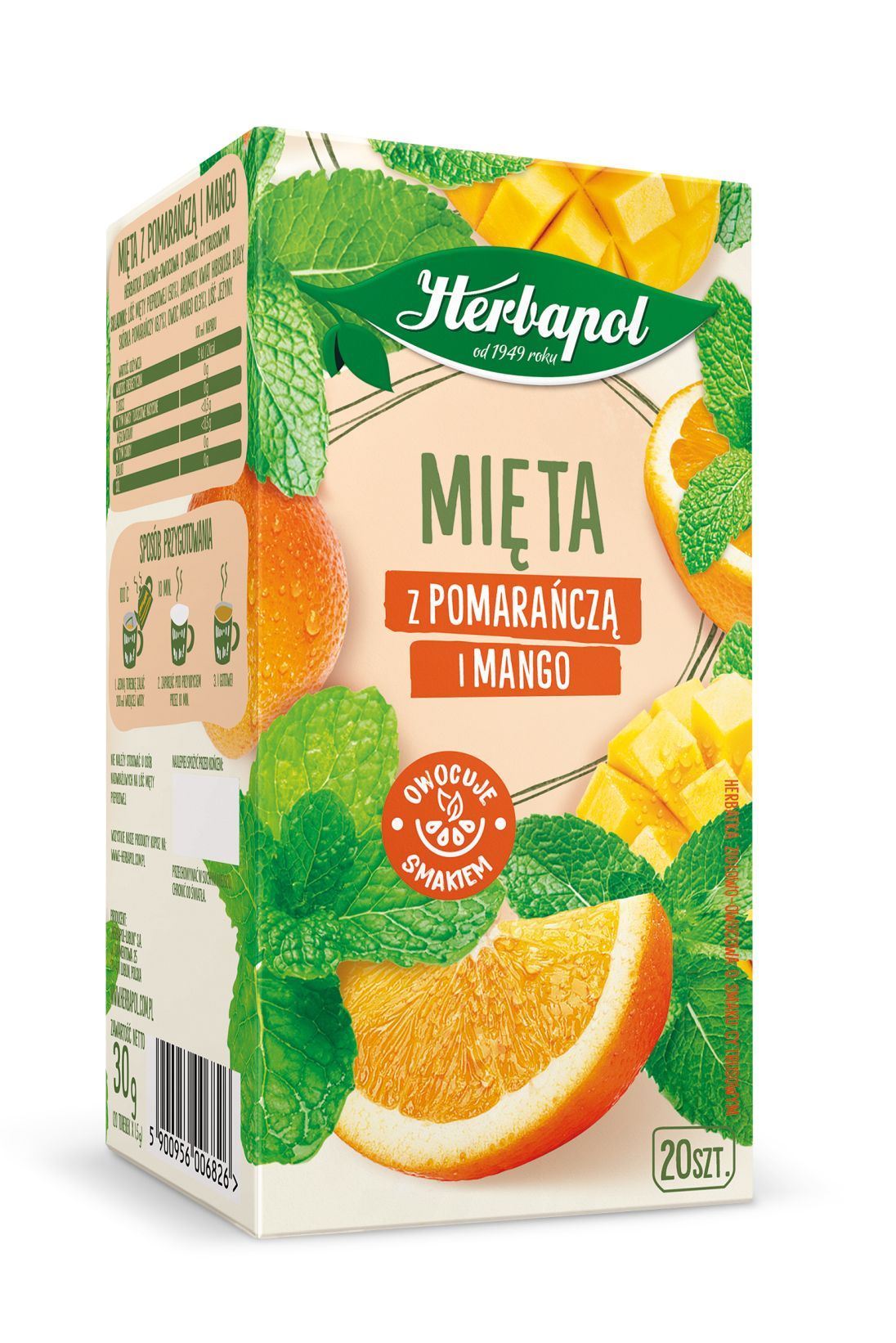 Picture of HERBATA MIETA Z POMARANCZA I MANGO 20 X 1,5G HERBAPOL