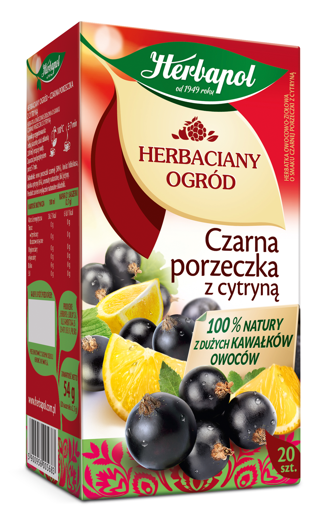 Picture of HERBATA OWOCOWA HERBACIANY OGROD CZARNA PORZECZKA Z CYTRYNA 20*2,7G HERBAPOL