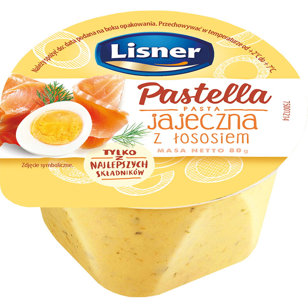 Picture of PASTA PASTELLA JAJECZNA Z LOSOSIEM WEDZONYM 80G LISNER