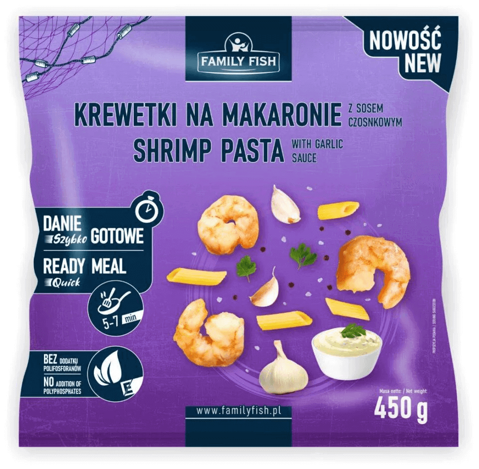 Picture of MAKARON CZOSNKOWY Z KREWETKAMI 450G FAMILY FISH